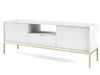 Szafka pod telewizor z szufladami i drzwiczkami Amber biała na złotych nogach