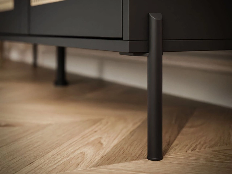 Komoda trzydrzwiowa z nadrukiem plecionki w stylu boho Bellance czarna