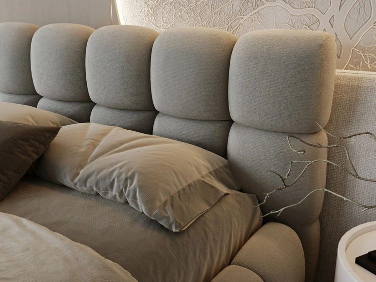 Łóżko tapicerowane z pojemnikiem i stelażem 140x200 Modo Szare