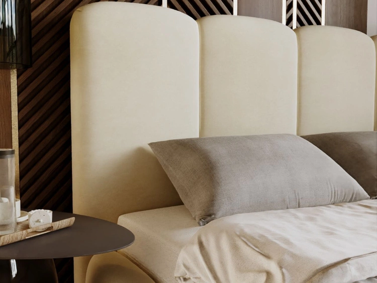 Łóżko tapicerowane z pojemnikiem i stelażem 200x200 Galli Beżowe