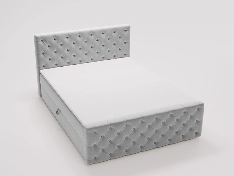 Łóżko kontynentalne z pojemnikiem na pościel 120x200 Montego Jasnoszare