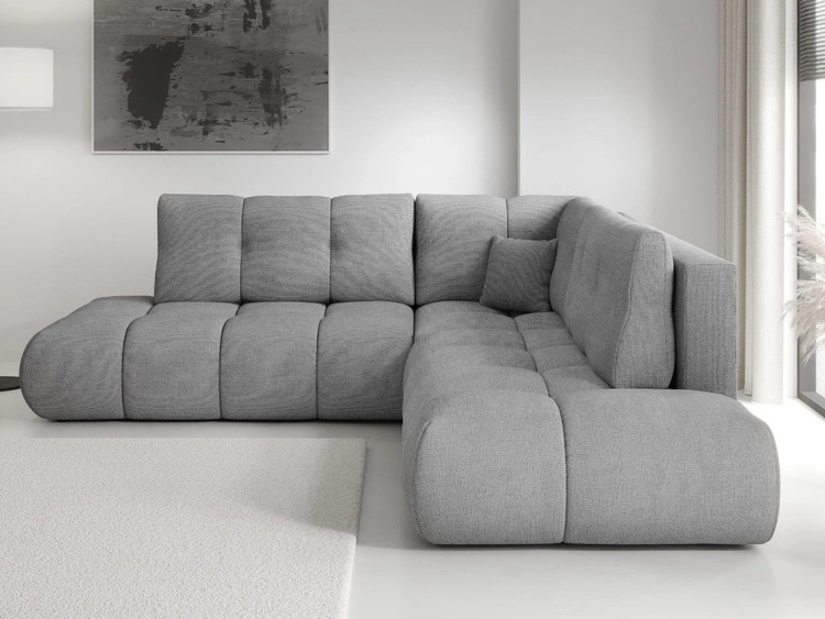 Narożnik z funkcją spania i pojemnikiem Prawy Kair Szary