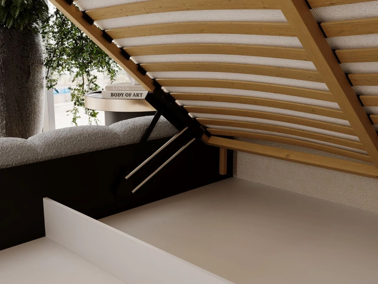 Łóżko tapicerowane z pojemnikiem i stelażem 160x200 Imperial Jasnoszare