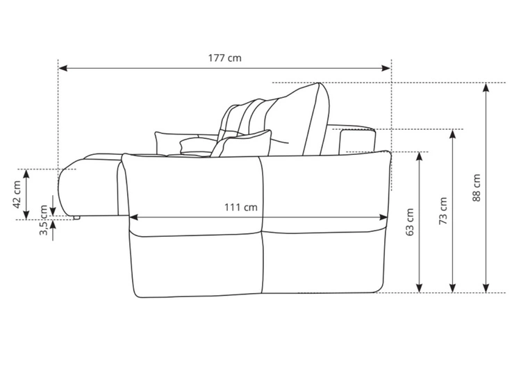 Narożnik L uniwersalny z funkcją spania i pojemnikiem Bene Czarny