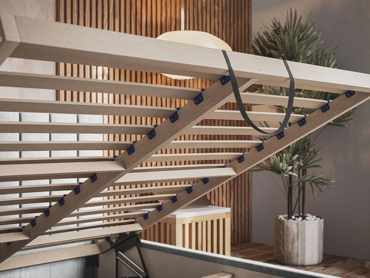 Łóżko tapicerowane z pojemnikiem i stelażem 180x200 Lido granat