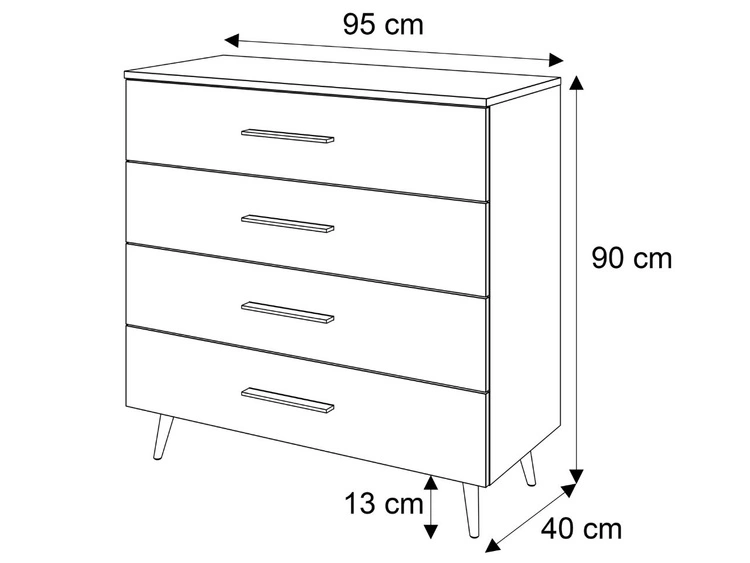 Komoda z szufladami i oświetleniem LED na złotych nogach Nuveo Kaszmir