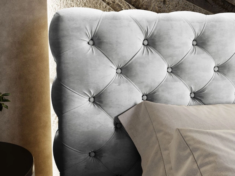 Łóżko tapicerowane z pojemnikiem i stelażem 200x200 Apollo Jasnoszare