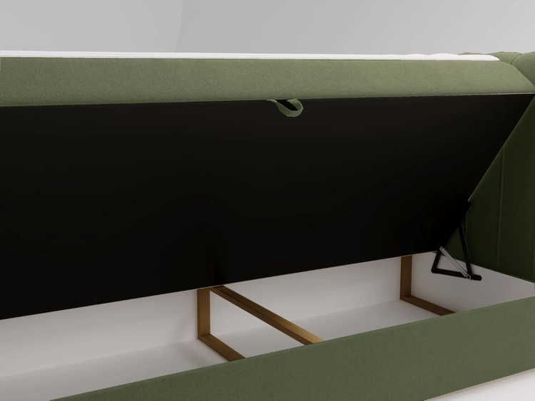 Łóżko kontynentalne z pojemnikiem na pościel 160x200 Osteno Zielone