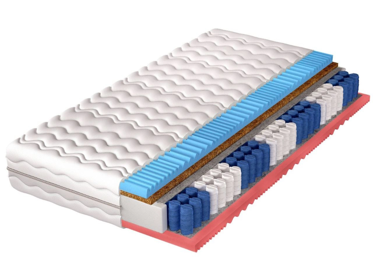 Materac kieszeniowy pocket z matą kokosową i profilowaną pianką Nola 200x200