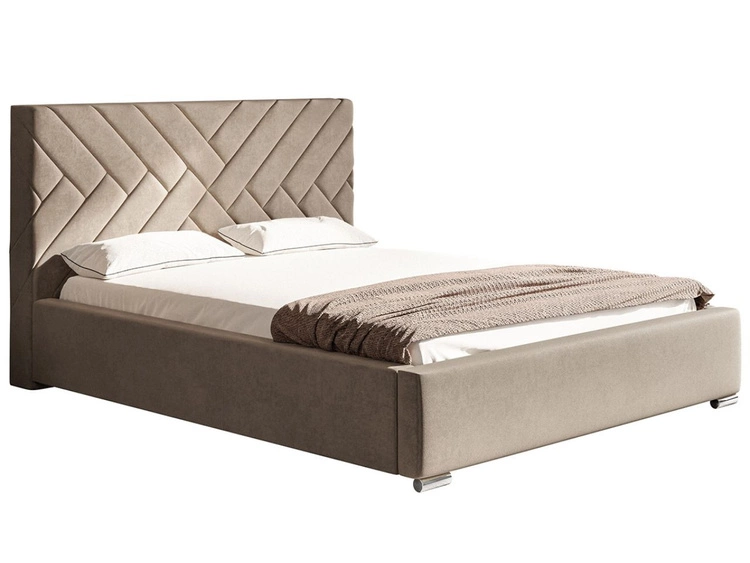 Łóżko tapicerowane z pojemnikiem i stelażem 160x200 Tonale Beżowe