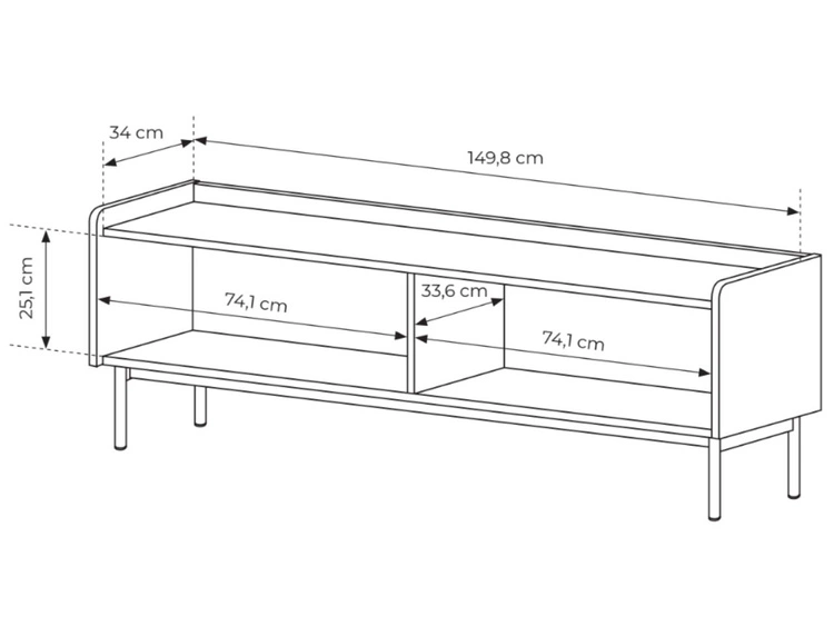 Szafka pod telewizor z drzwiczkami 153 cm Abios Beżowa, Dąb Scandi