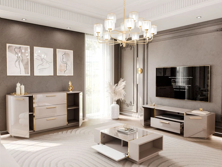 Zestaw mebli do salonu w stylu glamour Lunelie Kaszmir