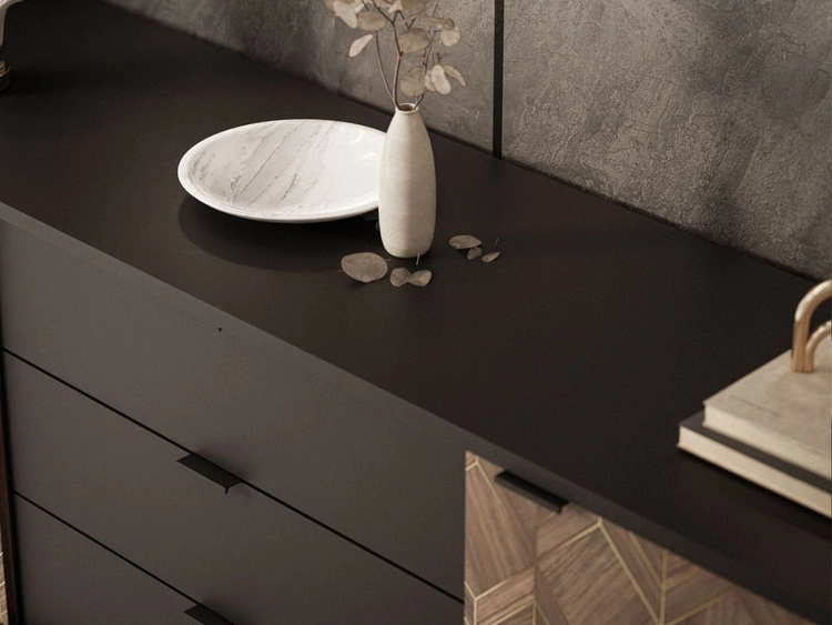 Komoda z drzwiami i szufladami 185 cm Tavio Czarny