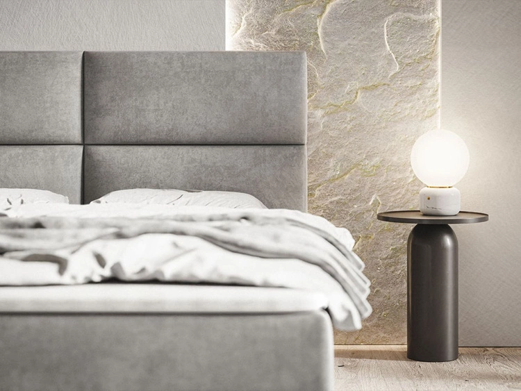 Łóżko kontynentalne z pojemnikiem na pościel 140x200 Hera Szare