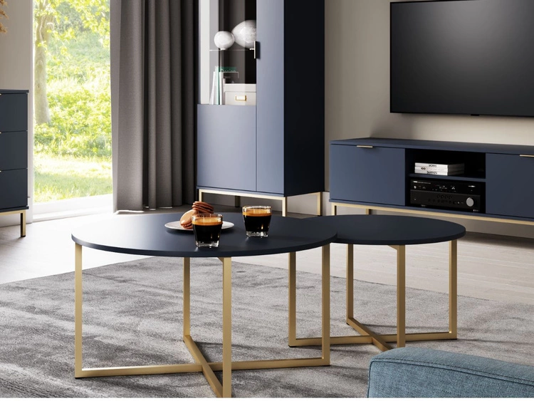 Okrągły stolik kawowy Fallon Granatowy