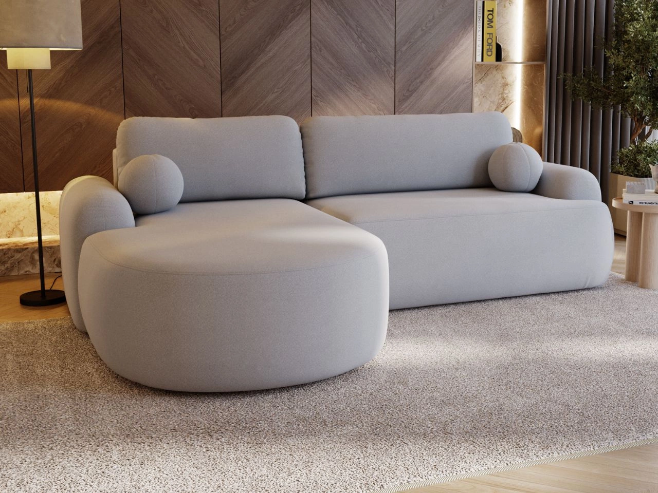 Narożnik L Lewy z funkcją spania i pojemnikiem Aurio Szary