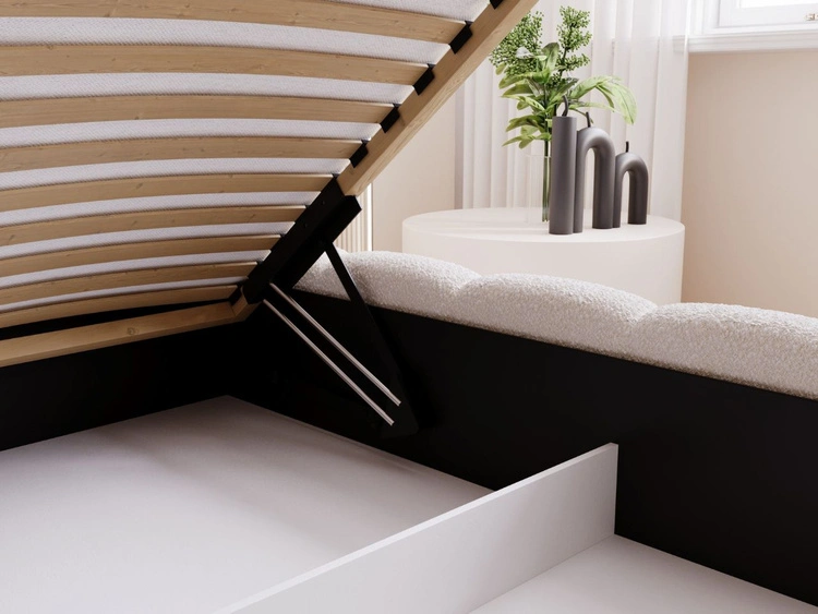 Łóżko tapicerowane z pojemnikiem i stelażem 140x200 Cloud Low beżowe