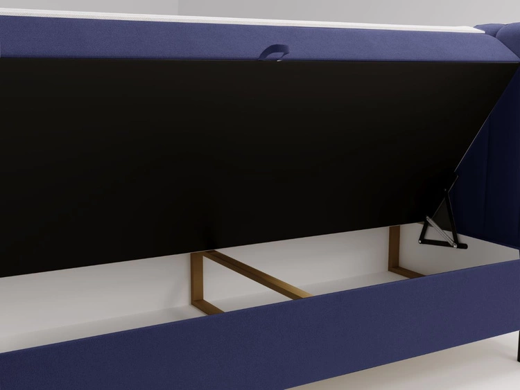 Łóżko kontynentalne z pojemnikiem na pościel 140x200 Primavera Ciemnoniebieskie