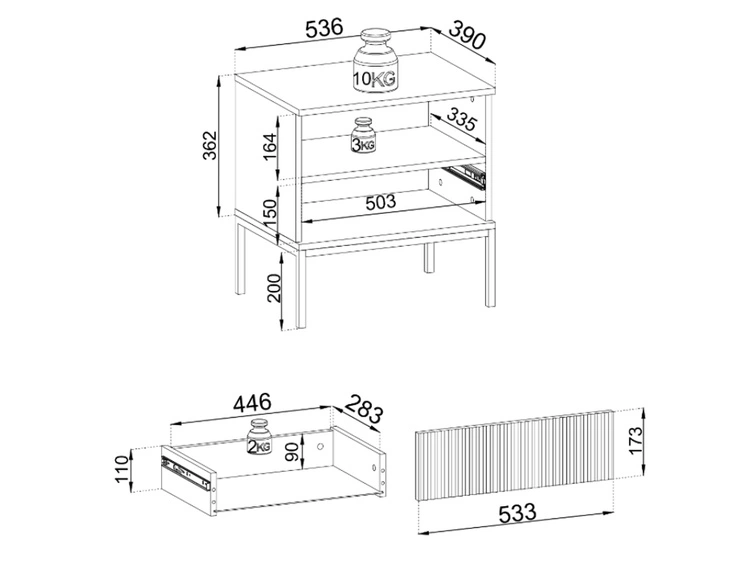 Stolik nocny z szufladą i oświetleniem LED Deo Dąb Wotan