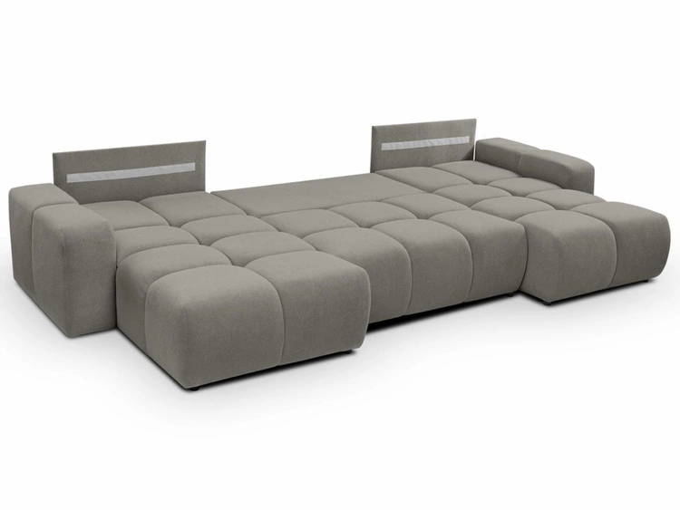 Narożnik U z funkcją spania i pojemnikiem Sile U Szary