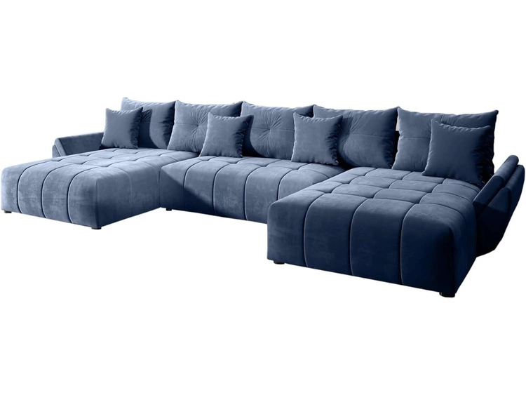 Narożnik U z funkcją spania i pojemnikiem Decor U Jasny niebieski