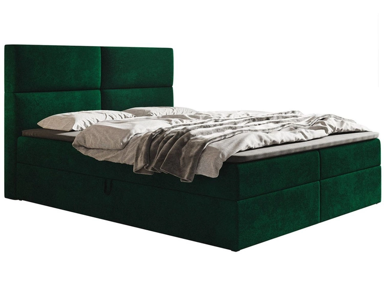 Łóżko kontynentalne z pojemnikiem na pościel 140x200 Hera Zielone
