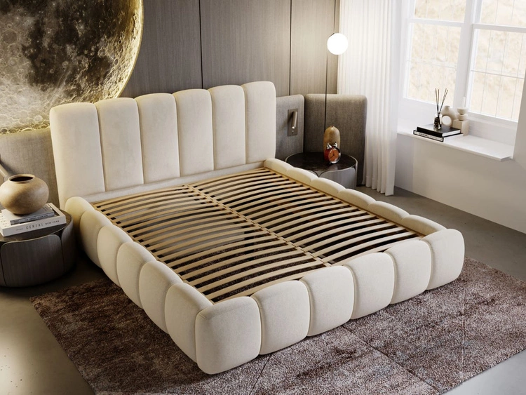 Łóżko tapicerowane bez pojemnika ze stelażem 180x200 Cloud Beżowy