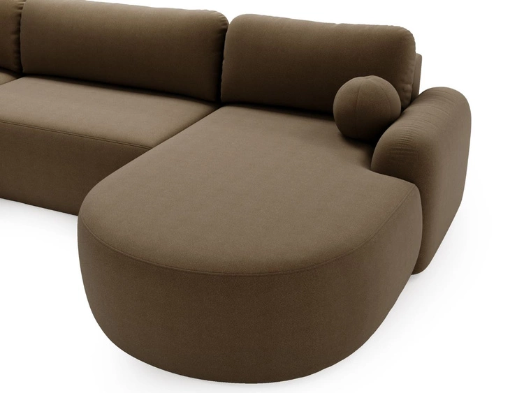 Narożnik U z funkcją spania i pojemnikiem Aurio Brązowy