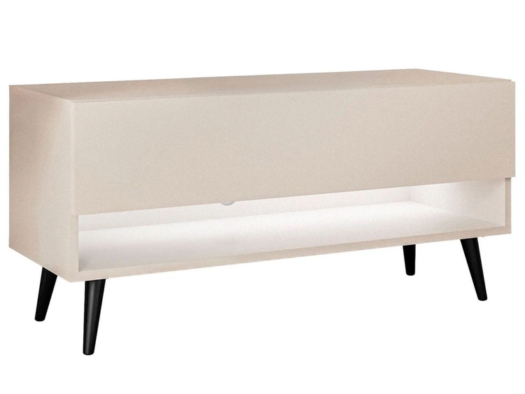 Szafka RTV 90 cm do salonu z oświetleniem LED i czarnymi nóżkami Aurelie Kaszmir mat