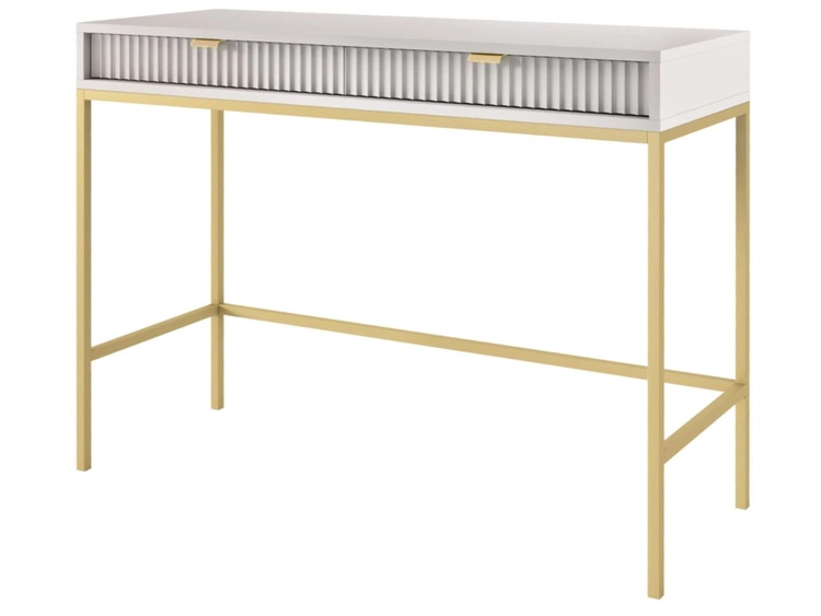 Toaletka z złotymi metalowymi nogami Amber szara