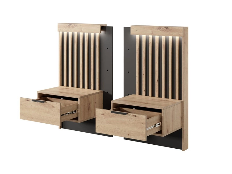 Zestaw mebli do sypialni Turia Dąb Artisan, Antracyt