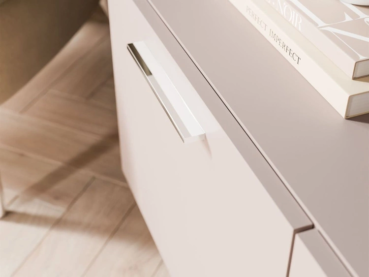 Szafka RTV pod telewizor z drzwiczkami i oświetleniem LED na srebrnych nóżkach 100 cm Noaé Kaszmir