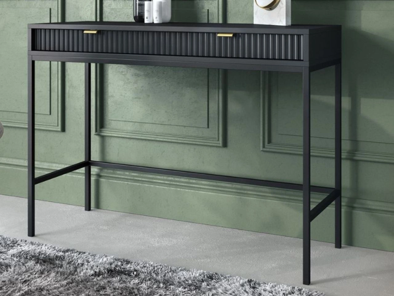 Toaletka z czarnymi metalowymi nogami Amber czarna