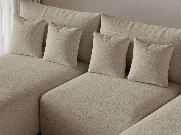 Narożnik U z funkcją spania i pojemnikiem Ronni Beżowy