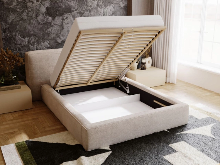 Łóżko tapicerowane z pojemnikiem i stelażem 120x200 cm Monza Ciemnoszare