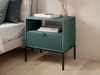 Stolik nocny z szufladą Amber zielony na czarnych nogach