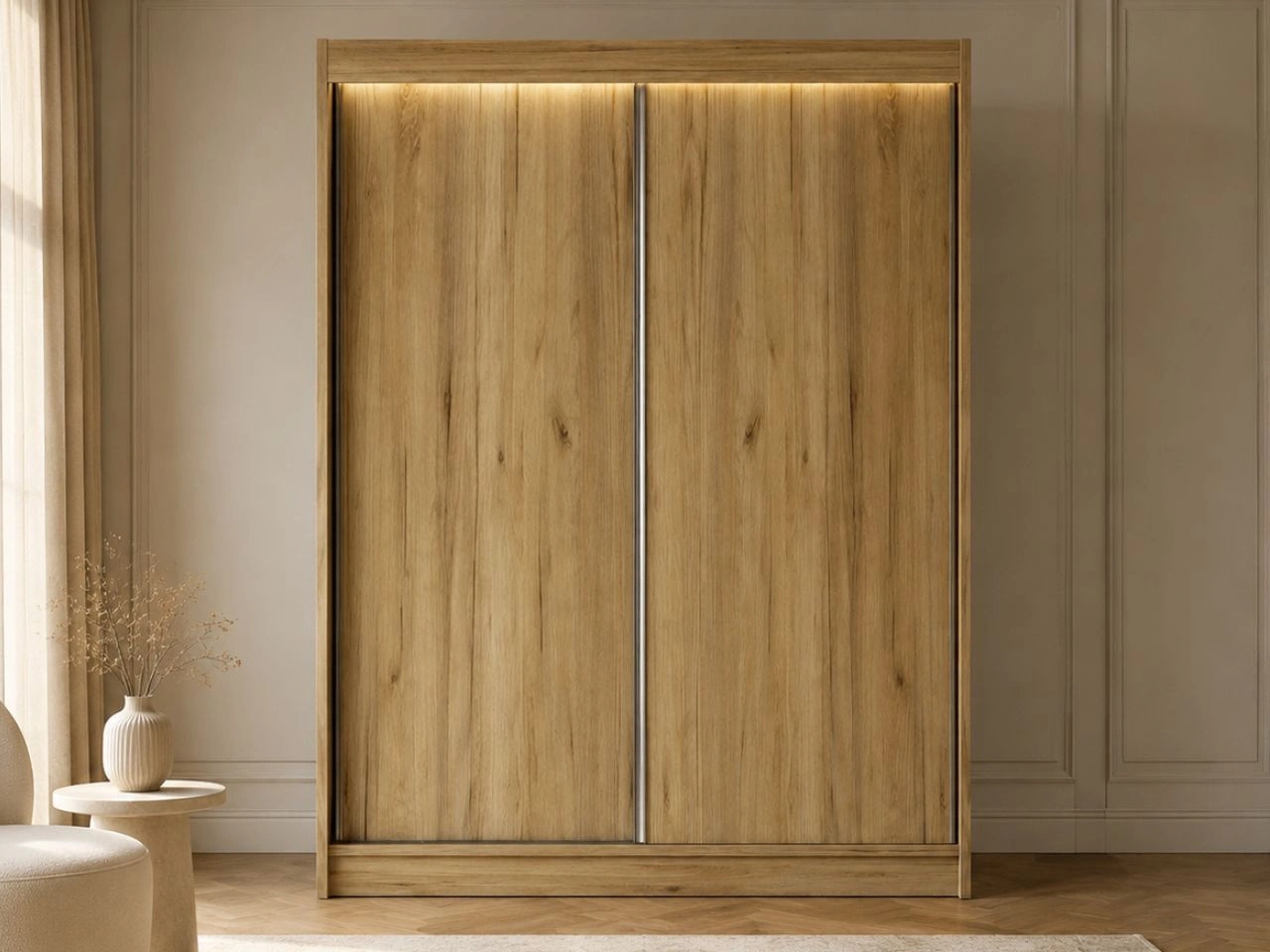 Szafa przesuwna 150 cm z oświetleniem LED Diano Dąb Craft Złoty