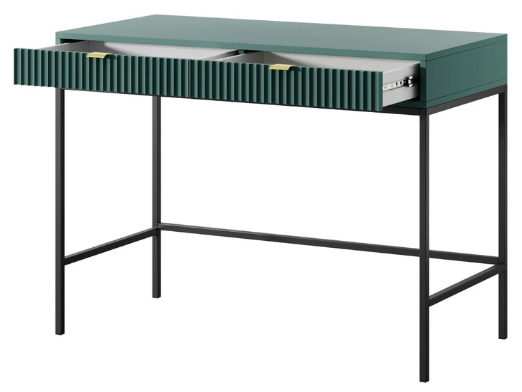 Toaletka z czarnymi metalowymi nogami Amber zielona