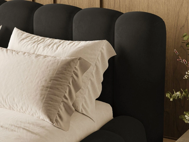 Łóżko tapicerowane z pojemnikiem i stelażem 180x200 Averia Czarny