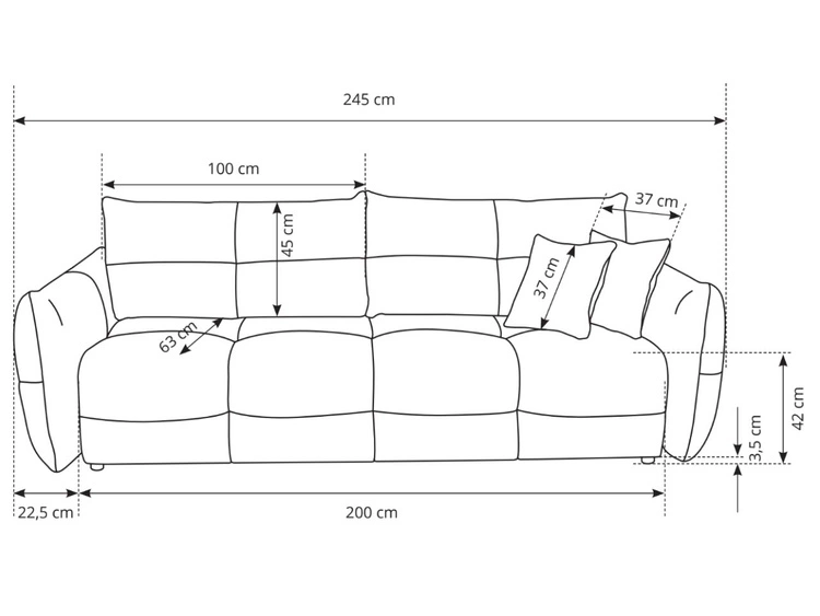 Kanapa z funkcją spania i pojemnikiem na pościel Bene Szara
