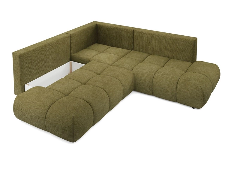 Narożnik z funkcją spania i pojemnikiem Prawy Kair Zielony