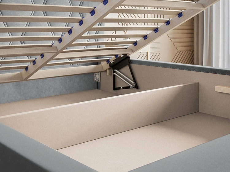 Łóżko tapicerowane z pojemnikiem i stelażem 140x200 Tasso Zielone