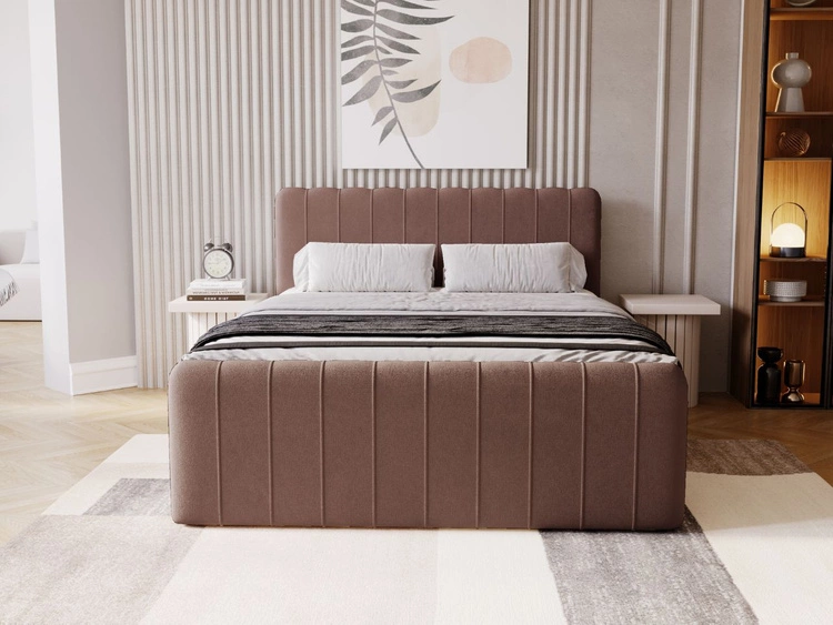 Łóżko kontynentalne z pojemnikiem na pościel 160x200 Osteno Brązowe