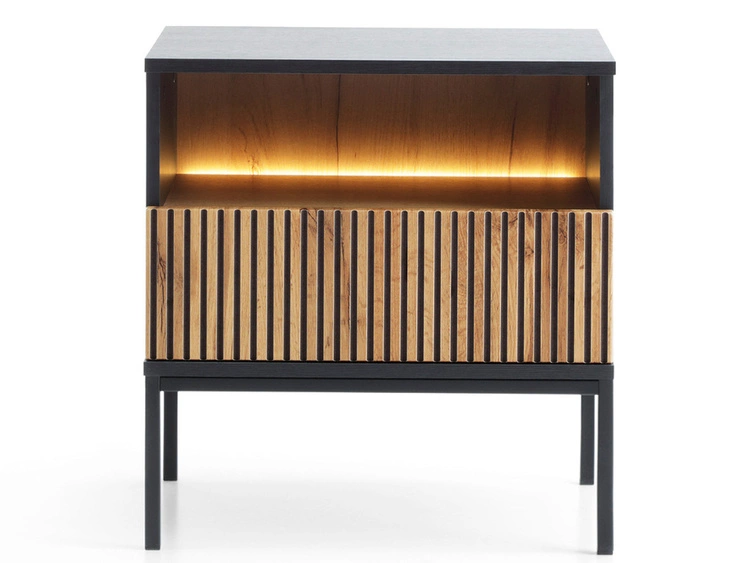 Stolik nocny z szufladą i oświetleniem LED Deo Dąb Wotan