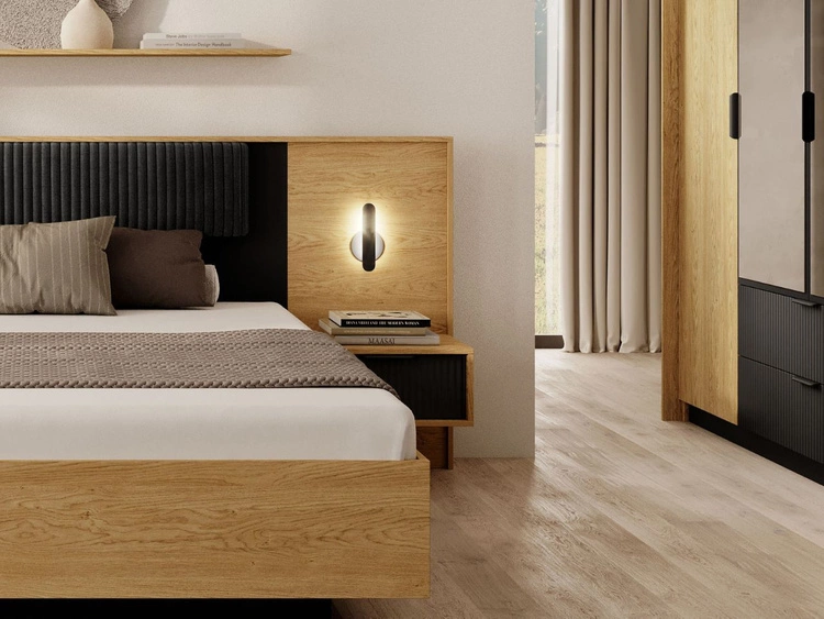 Zestaw dwóch stolików nocnych Bolzano Dąb Bałtycki, Czarny