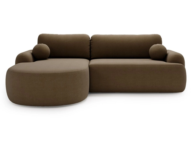 Narożnik L Lewy z funkcją spania i pojemnikiem Aurio Brązowy