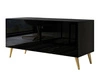 Szafka RTV pod telewizor z drzwiczkami na złotych nóżkach 100 cm Noaé Czarny połysk 