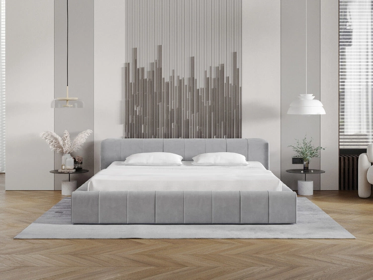 Łóżko tapicerowane z pojemnikiem i stelażem 140x200 Lipari Szary