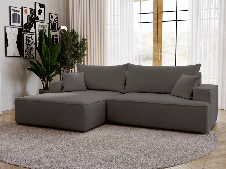 Narożnik L Lewy z funkcją spania i pojemnikiem California Ciemnoszary