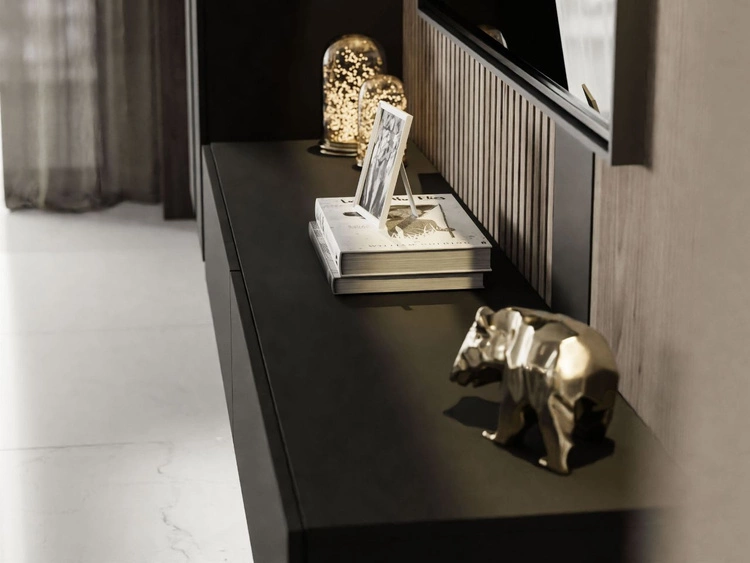 Meblościanka wisząca do salonu Sorelle Czarny mat